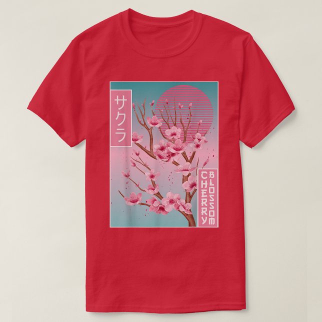Camiseta Cherry Blossom Japanese Sakura Vaporwave Aesthetic (Frente do Design)