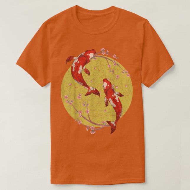 Camiseta Cherry Blossom Japonês Koi Fish Pond Sakura Koi C (Frente do Design)