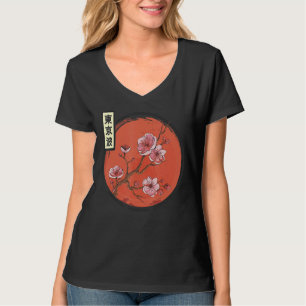 Camiseta Cherry Blossom Japonês Sinalizador Sun Sakura Árvo