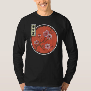 Camiseta Cherry Blossom Japonês Sinalizador Sun Sakura Árvo