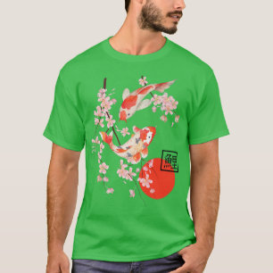 Camiseta Cherry Blossom Koi Carp Fish Sakura Japonês