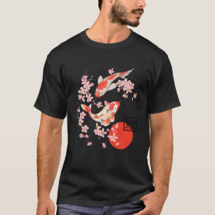 Camiseta Cherry Blossom Koi Carp Fish Sakura Japonês