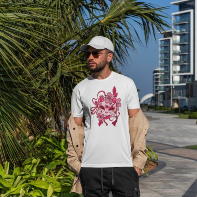 Camiseta Cherry Blossom - Máscara Japonesa (Criador carregado)