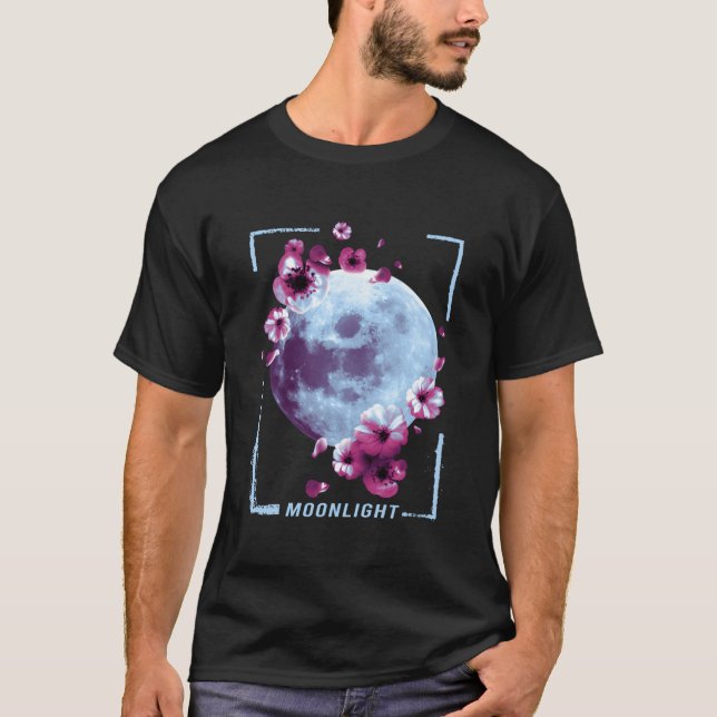 Camiseta Cherry Blossom Moonlight Japanese Painting (Frente)