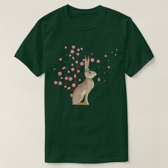 Camiseta Cherry Blossom Rabbit Animal Japanese Sakura Flowe (Frente do Design)
