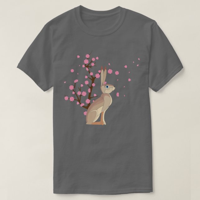 Camiseta Cherry Blossom Rabbit Animal Japanese Sakura Flowe (Frente do Design)