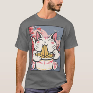 Camiseta Cherry Blossom Ramen Cat Kawaii