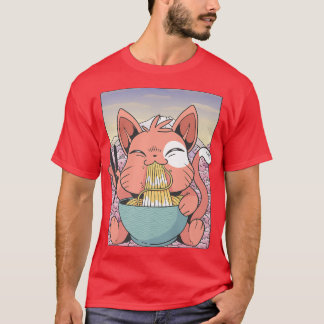 Camiseta Cherry Blossom Ramen Cat Kawaii