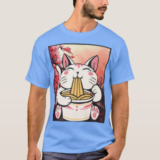 Camiseta Cherry Blossom Ramen Cat Kawaii