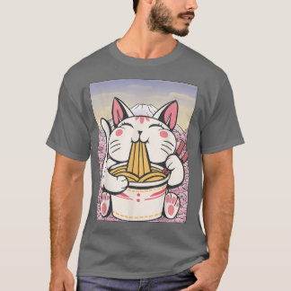 Camiseta Cherry Blossom Ramen Cat Kawaii187