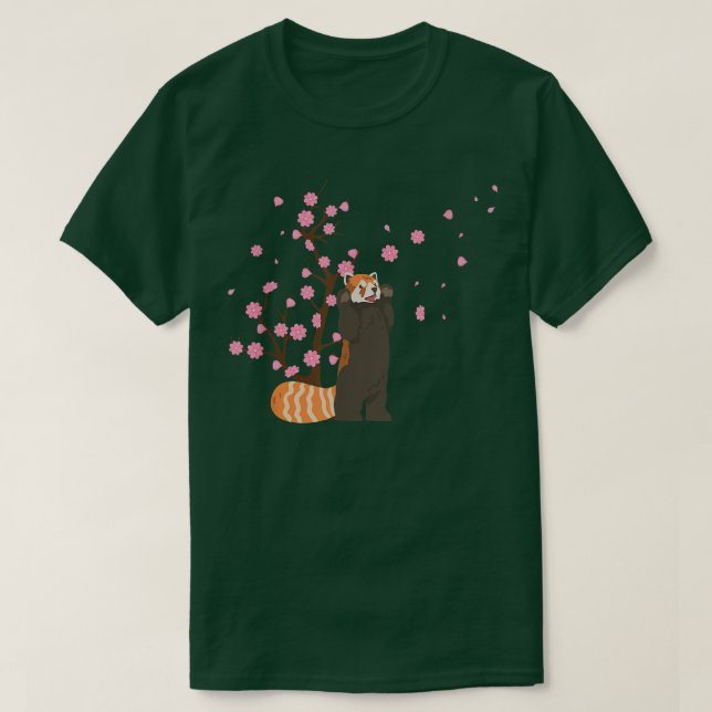 Camiseta Cherry Blossom Red Panda Animal Japonês Sakura Fl (Frente do Design)