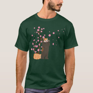 Camiseta Cherry Blossom Red Panda Animal Japonês Sakura Fl