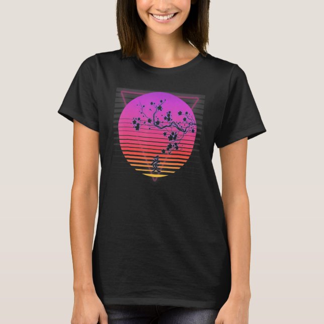 Camiseta Cherry Blossom Tree Art Japanese Retro Vaporwave 8 (Frente)