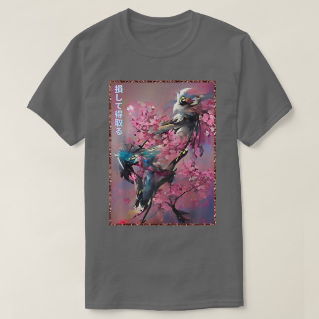 Camiseta Cherry Blossom Tree bird Woodblock art sa (Frente do Design)