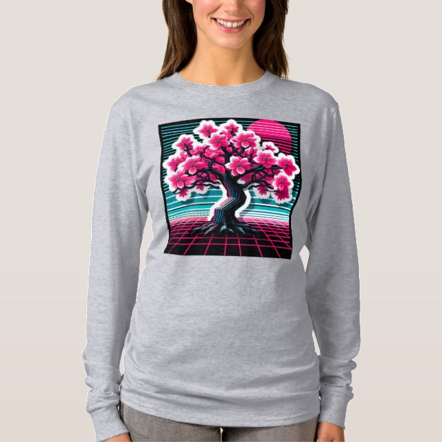 Camiseta Cherry Blossom Tree Synthwave 803 (Frente)