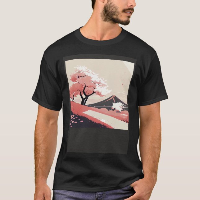 Camiseta Cherry Blossom trees pink shades of countryside hi (Frente)