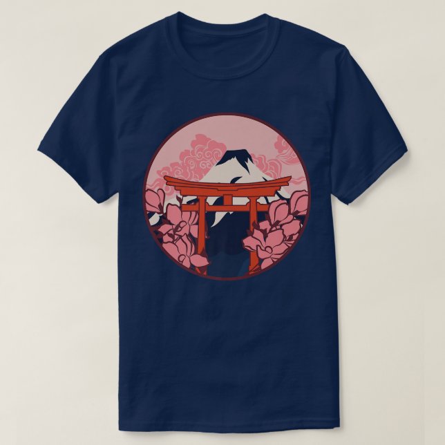 Camiseta Cherry Blossom Woodblock Japonês Art Japão (Frente do Design)