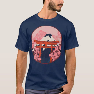 Camiseta Cherry Blossom Woodblock Japonês Art Japão