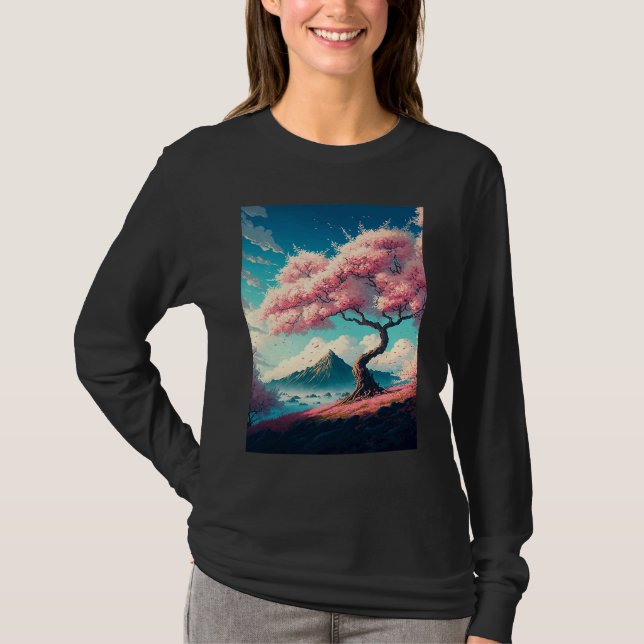 Camiseta Cherry Blossoms Landscape (Frente)