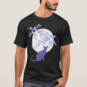 Camiseta Cherry Blossoms SAKURA Lua Cheia Cat 3 T-Shirt