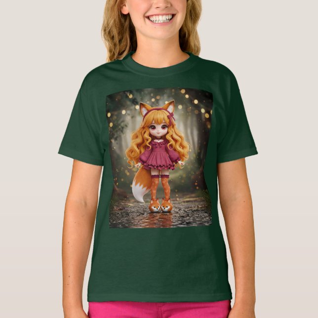 Camiseta Cherry Fox Kawaii Doll (Frente)