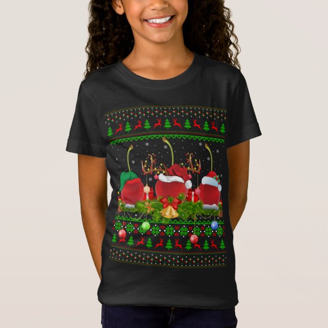Camiseta Cherry Fruta Lover Xmas Papais noeis Ugly Cherry C (Frente)