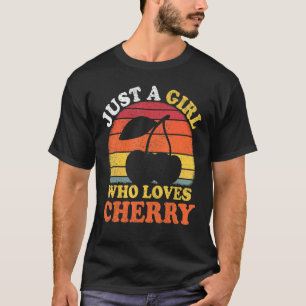 Camiseta Cherry Fruta Vintage Apenas Uma Menina Que Ama Cer