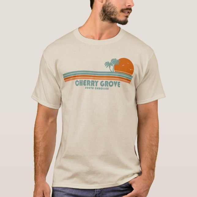 Camiseta Cherry Grove Beach South Carolina Sun Palm Trees (Frente)