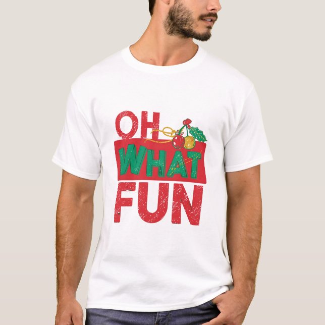 Camiseta "Cherry Red Cherry Coded Christmas – Oh What Fun (Frente)
