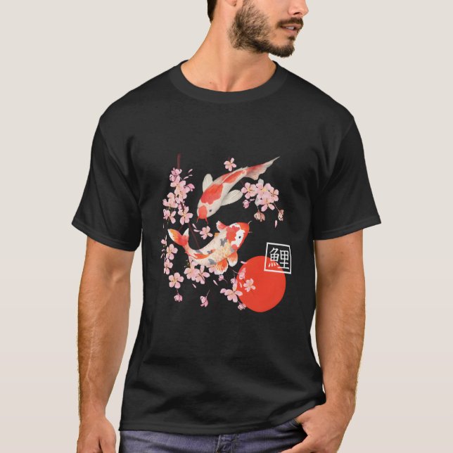 Camiseta Chersom Koi Carp Fish Sakura Japonês (Frente)