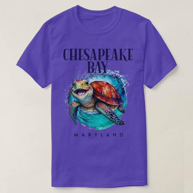 Camiseta Chesapeake Bay Maryland Watercolor Sea Turtl (Frente do Design)