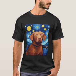 Camiseta Chesapeake Bay Retriever Dog Funny Van Gogh Starry