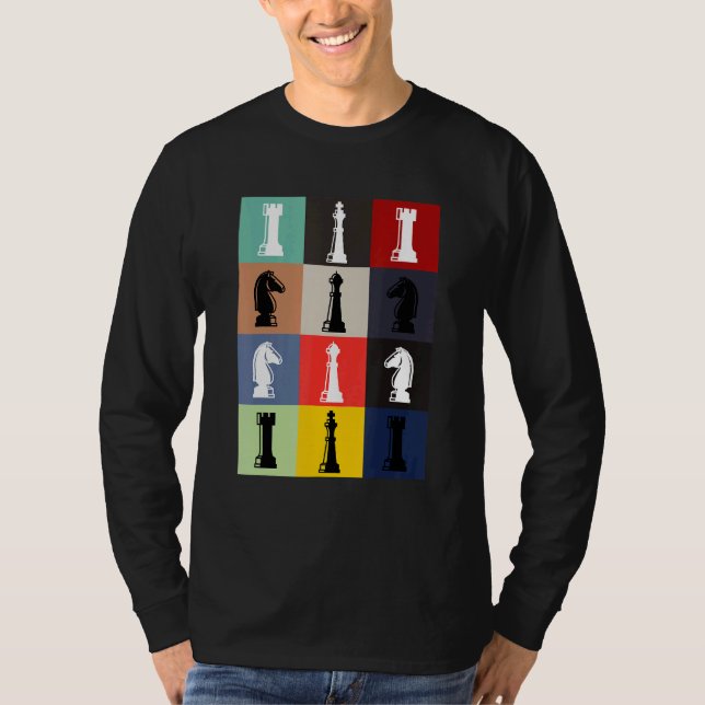 Camiseta Chess Conselho Pop Art Style Chess Pees Chess Jogo (Frente)