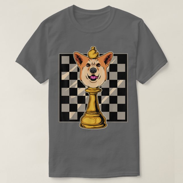 Camiseta Chess Corgi Dog (Frente do Design)