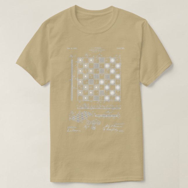 Camiseta Chess field blueprint invenção description techni (Frente do Design)