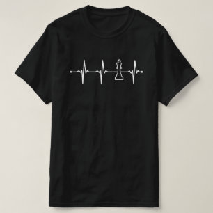 Camiseta Chess Lineart Minimalística Ecg Heartbeat Design B