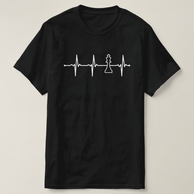 Camiseta Chess Lineart Minimalística Ecg Heartbeat Design B (Frente do Design)