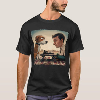 Camiseta Chess Match of Wits, Man vs Dog. Amantes do Xadrez