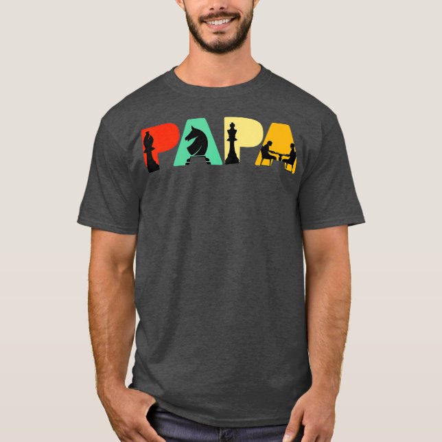 Camiseta Chess Pai Engraçado Papa Pais Favoritos Hobby (Frente)