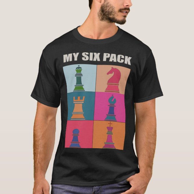 Camiseta Chess Pieces Retro Pop Check Out MY SIX PACK Worko (Frente)