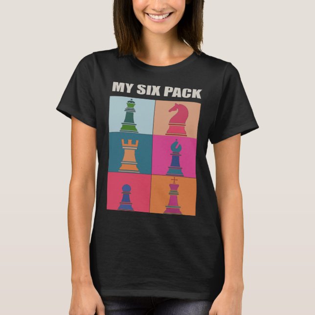Camiseta Chess Pieces Retro Pop Check Out MY SIX PACK Worko (Frente)