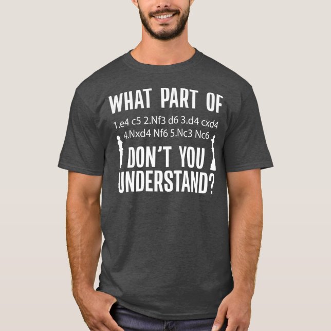 Camiseta Chess Sicilian Defense move notação para xadrez (Frente)