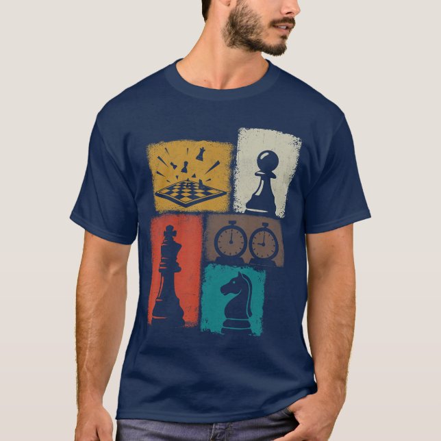 Camiseta Chess Vintage Collage Player Grandmaster Board Gam (Frente)