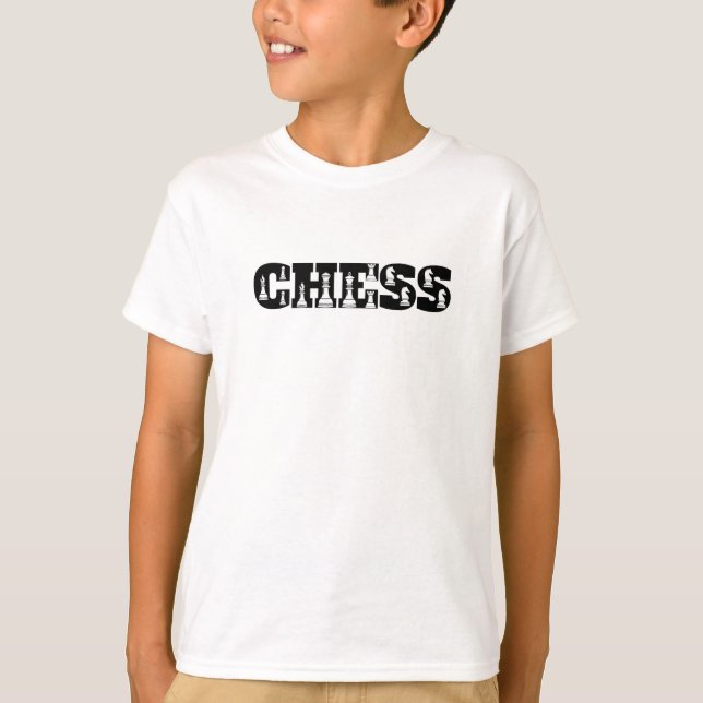 Camiseta Chess Word Black Letters White Pieds Creative (Frente)