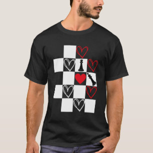 Camiseta Chessboard Heart Valentines Day Black&White
