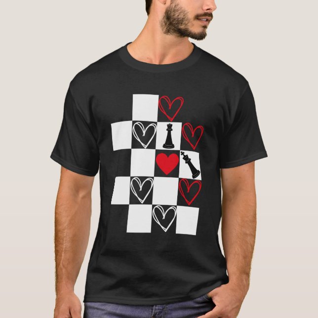 Camiseta Chessboard Heart Valentines Day Black&White (Frente)