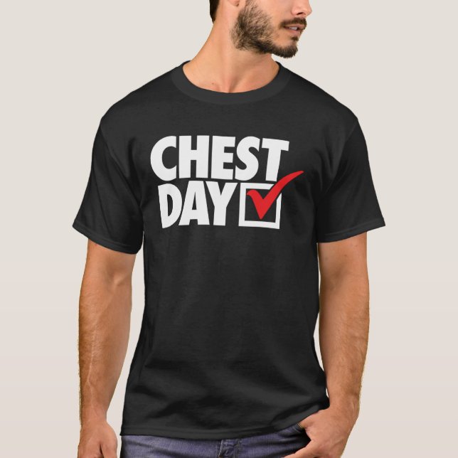 Camiseta CHEST DAY checkmark workout gym routine exercise f (Frente)