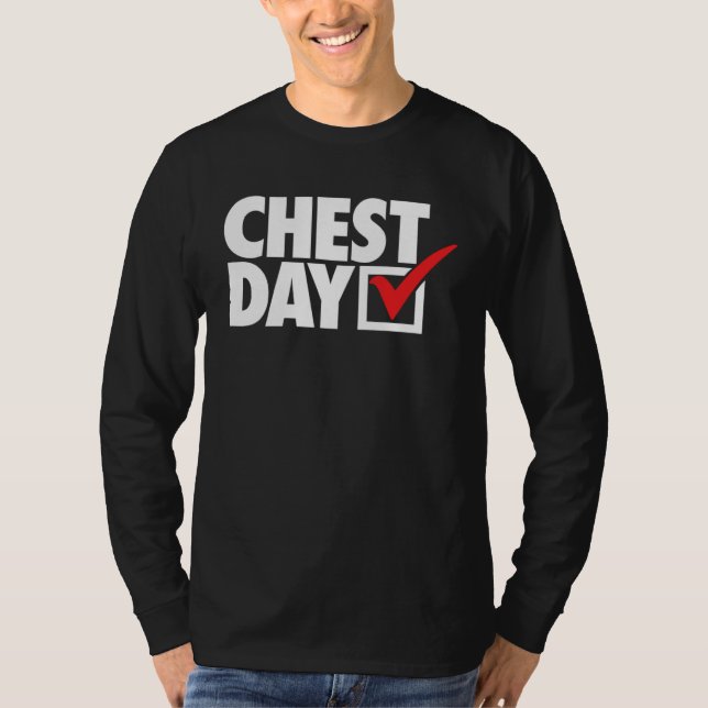 Camiseta CHEST DAY checkmark workout gym routine exercise f (Frente)