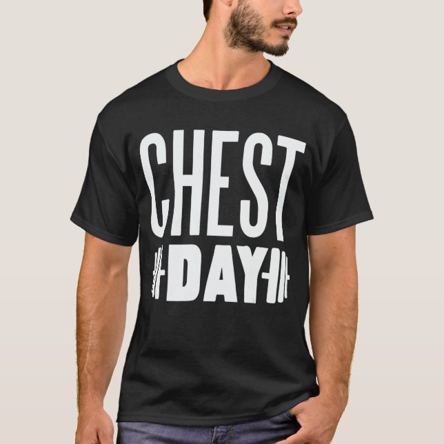 Camiseta Chest Day Workout Gym Motivation Dumbbells (Frente)