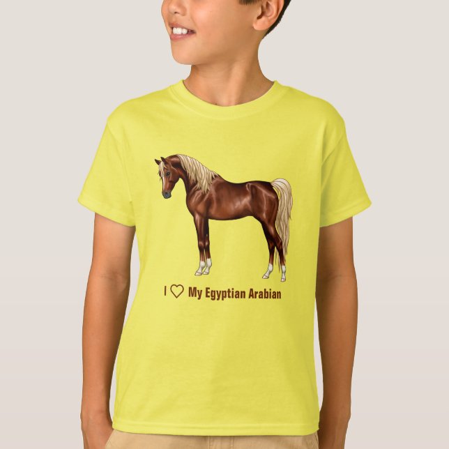 Camiseta Chestnut Egípcio Arabarábico Horse Flaxen Mane & T (Frente)